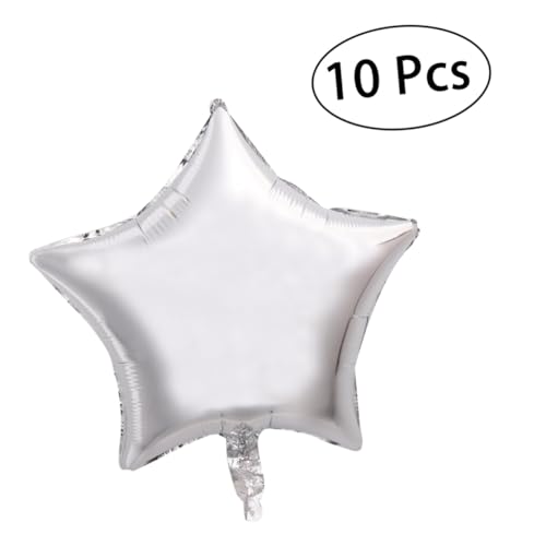 LOLIPPYY 10 Stück Silberne Fünf Punkt Folienballons Sternform Helium und Luftbefüllbar Wiederverwendbar für Valentinstag Hochzeit Geburtstag Partydekoration von LOLIPPYY