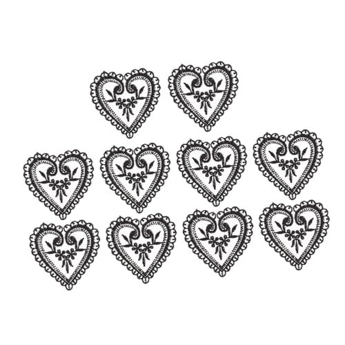 LOLIPPYY 10 Stück Teiliges Bestickte Herz aufnäher aus Organza DIY Nähzubehör zum Aufbügeln Kleidungspatches zum Reparieren und Dekorieren von Jacken Taschen und Schuhen Schwarz von LOLIPPYY