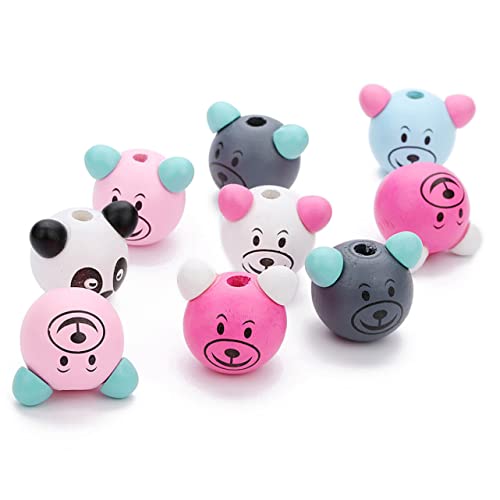 LOLIPPYY 10 Stück Teiliges Bunter Holzperlen mit Dreidimensionalen Schweinekopf Motiven Natürliche DIY Bastelperlen für Kreative Schmuckherstellung Armband Zubehör Farben Zufällige Farbe von LOLIPPYY