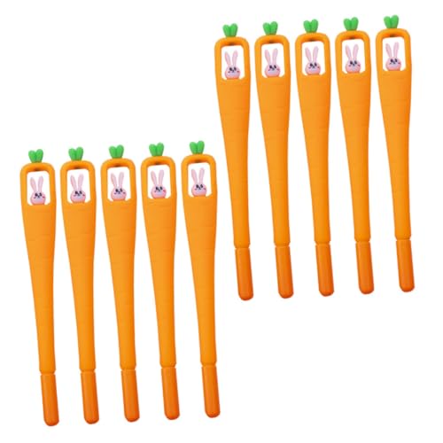 LOLIPPYY 10 Stück Teiliges Cartoon Roller Kugelschreiber mit Karotten design Glattes Schreiben Komfortabel für Schüler und Schulbedarf Sichere Tinte Tragbar für Schule und Büro von LOLIPPYY