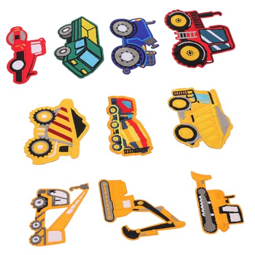 LOLIPPYY 10 Stück Teiliges Feuerwehr Auto Stickerei Stoff Patches zum Aufnähen Bunte DIY Kleidungsflicken Waschbare Reparatur Aufnäher für Kinderkleidung und Bastelprojekte von LOLIPPYY