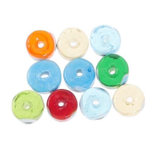 LOLIPPYY 10 Stück Teiliges Glasperlen Evil Eye Charms Bunte Flache Runde DIY Schmuckperlen für Armbänder Halsketten Bastelzubehör Kreative Handarbeit von LOLIPPYY