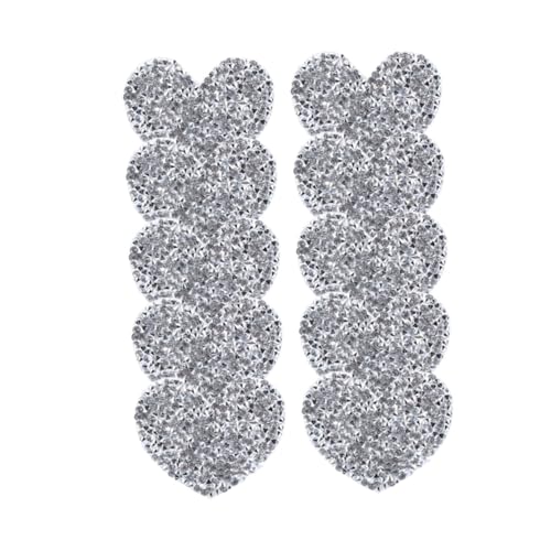 LOLIPPYY 10 Stück Teiliges Herzförmige Bügelflicken mit Strass Bestickte Applikationen zum Aufbügeln Silberfarbene Iron Patches für Kleidung Taschen DIY und Reparatur von Jeans Blusen LOLIPPYY 10 Stück Teiliges Herzförmige Bügelflicken mit Strass Bestickte Applikationen zum Aufbügeln Silberfarbene Iron Patches für Kleidung Taschen DIY und Reparatur von Jeans Blusen von LOLIPPYY