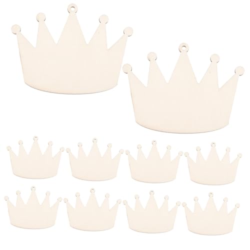 LOLIPPYY 10 Stück Teiliges Holz Kronen Anhänger für DIY Basteln und Dekoration Stabile Holzmaterialien Vielseitige Handwerks Accessoires für Party Zuhause und Schmuckgestaltung von LOLIPPYY