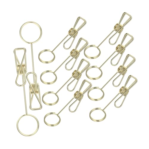 LOLIPPYY 10 Stück Teiliges Metall Clips Doppelseitige Tischkartenhalter in Roségold Stabiler Schilderhalter für Notizen Namenskarten Vielseitig für Hochzeit Büro Party von LOLIPPYY
