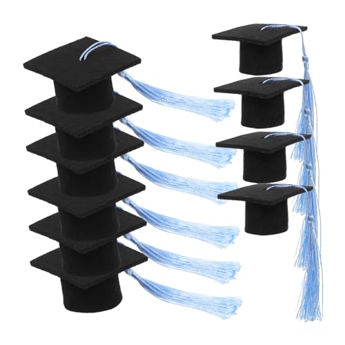 LOLIPPYY 10 Stück Teiliges Mini Abschlusskappen mit Quaste Dekorative Abschlusskuchenaufsätze für Schulabschluss Party Leichte Installation Stilvolle Kuchen Deko für Abitur und Graduation von LOLIPPYY
