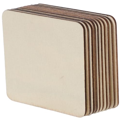 LOLIPPYY 10 Stück Teiliges Natürliche Quadratische Holzscheiben Unbehandelte DIY Holzplättchen für Basteln Malen Heimdekoration Streudeko Umweltfreundlich und Glatt von LOLIPPYY