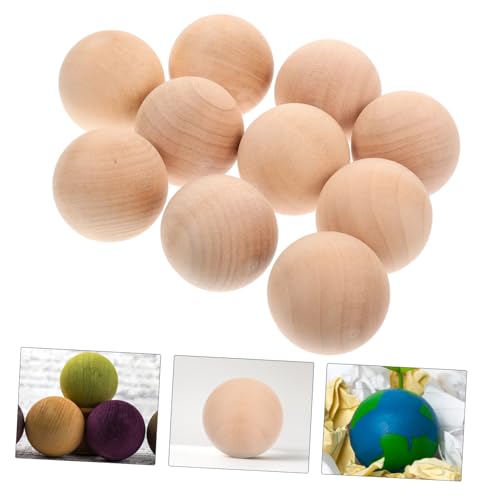 LOLIPPYY 10 Stück Teiliges Naturbelassene Unbemalte Holzkugeln Ø Glatte Oberfläche Vielseitig für DIY Bastelprojekte Geschenkdekoration Kinderspielzeug und Flaschenverschluss Geeignet von LOLIPPYY