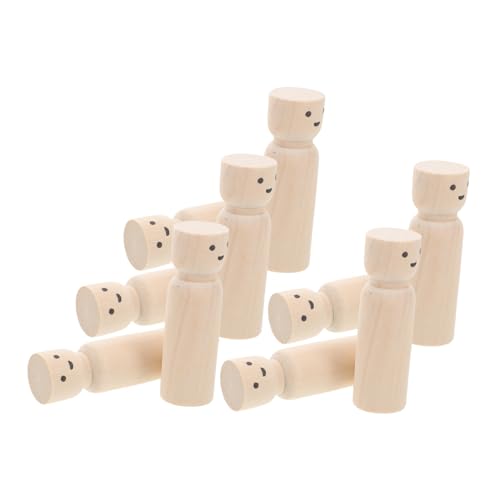 LOLIPPYY 10 Stück Teiliges Naturfarbener Holzpuppen zum Selbstgestalten Unbemalte DIY Figuren aus Natürlichem Holz mit Schöner Maserung für Künstler Bastelprojekte und Dekorative von LOLIPPYY