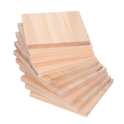 LOLIPPYY 10 Stück Teiliges Quadratische Unbehandelte Holzplatten aus Naturholz Glatte Oberfläche für DIY Schnitzen Malen Brennen Platzsparend Stapelbar für Kunstprojekte und Basteln von LOLIPPYY