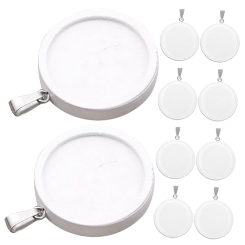 LOLIPPYY 10 Stück Teiliges Runde Holzanhänger Bezel Pendant Trays mit Edelstahlrand DIY Schmuckanhänger Basteln Holzsockel Langlebig für Kreative Schmuckherstellung von LOLIPPYY