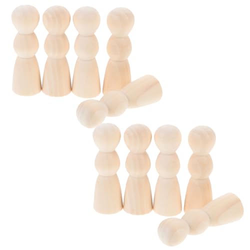 LOLIPPYY 10 Stück Teiliges Unbemalte Holzpuppen Natürliche Holzfiguren zum Bemalen DIY Peg Dolls für Basteln und Individuelle Dekoration von LOLIPPYY