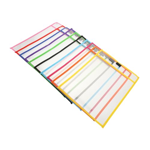 LOLIPPYY 10 Stück Teiliges Wiederverwendbarer Farbiger Dry Erase Dokumententaschen Tragbare Transparente PVC Schutzhüllen zum Abwischbaren Schreiben für Schule von LOLIPPYY