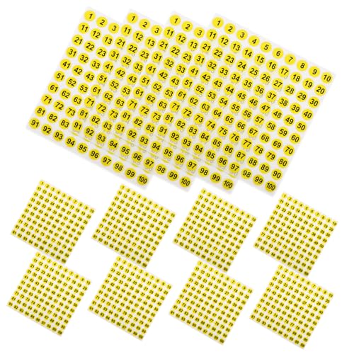 LOLIPPYY 100 Blatt Selbstklebende Nummernaufkleber Gelb Schwarz Rund Wasserfest Klassifikation Etiketten für Haushalt Abfall Werkzeug Kennzeichnung von LOLIPPYY