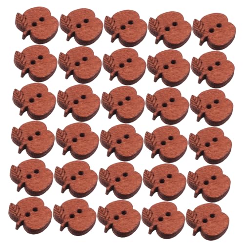 LOLIPPYY 100 Stück Apfelförmige Holzknöpfe Retro Stil Handpolierte Kanten Natürliche Nadelknöpfe für DIY Nähprojekte Nachhaltige Bastelknöpfe für Kleidung Taschen und Accessoires von LOLIPPYY