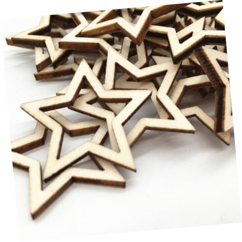 LOLIPPYY 100 Stück Blanko Holzsterne Sternförmige Holzscheiben zum Basteln DIY Holzdekorationen für Kreative Handarbeiten und Valentinstagsdeko von LOLIPPYY