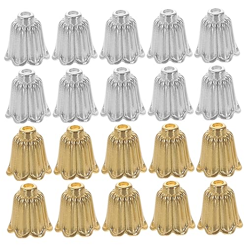 LOLIPPYY 100 Stück Blumenperlenkappen Legierung Schmuck DIY Zubehör für Ohrringe Armbänder und Dekoration Goldene Silberne Kappen für Bastelprojekte von LOLIPPYY