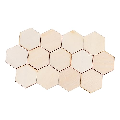 LOLIPPYY 100 Stück Buchenholz Sechseckige Holzstücke Dekorationsornamente Diy Bastelmaterial für Hochzeiten Geburtstagsfeiern und Weihnachten von LOLIPPYY