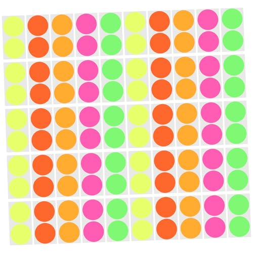 LOLIPPYY 100 Stück Bunte Fluoreszierende Runde Aufkleber Multifunktionale Selbstklebende Punktetiketten Ideal für Scrapbook Tagebuch Bastelset Leicht Abziehbar ohne Rückstände von LOLIPPYY