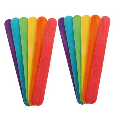 LOLIPPYY 100 Stück Bunte Holzstäbe Glatte Eisstiele aus Holz zum Basteln und DIY Modelle Sichere und Langlebige Bastelstäbchen für Erwachsene von LOLIPPYY