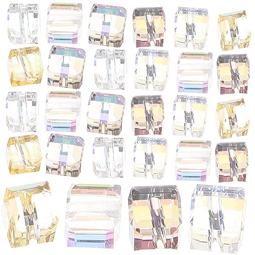 LOLIPPYY 100 Stück Facettierte Glasperlen Würfel Design Bunte DIY Schmuckperlen für Halsketten Armbänder Basteln Leichte Vielseitige Transparente Perlen Zubehör von LOLIPPYY