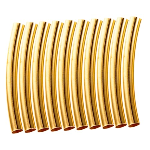 LOLIPPYY 100 Stück Gebogene Kupfer Röhrchen Spacer Perlen für Armband Schmuckherstellung DIY Zubehör Goldfarben Langlebig Flexibel von LOLIPPYY