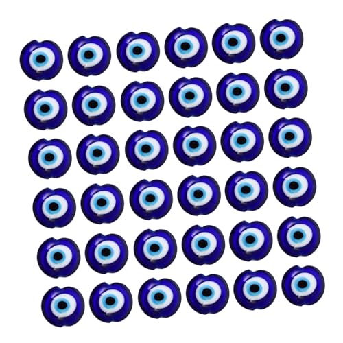 LOLIPPYY 100 Stück Glasperlen Evil Eye Blau Doppeltes Flaches Design DIY Schmuckzubehör für Armbänder Halsketten Basteln und Dekoration von LOLIPPYY