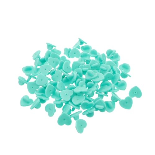 LOLIPPYY 100 Stück Herzförmige Gummi Pin Backs Brooch Keepers Anstecknadel Verschluss Praktisch Pastellgrün Für DIY Badge Zubehör von LOLIPPYY