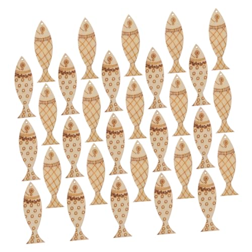 LOLIPPYY 100 Stück Holz Fisch Ausschnitte für DIY Unvollendete Fischförmige Holzornamente Hängende Holzfische für Kreative Bastelprojekte Mediterrane Dekoration für Partys und Anlässe von LOLIPPYY