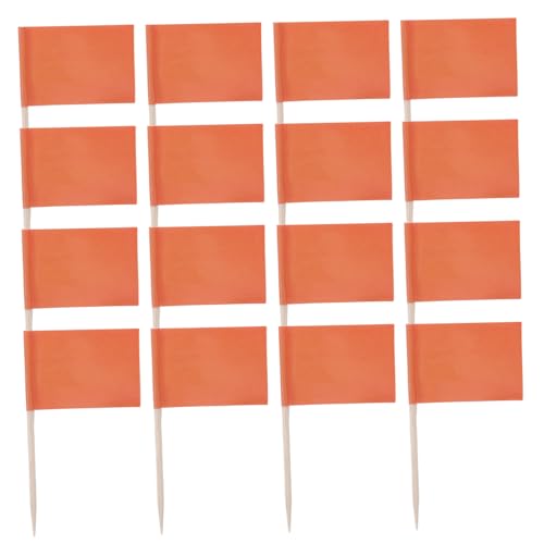 LOLIPPYY 100 Stück Kleine Zahnstocher Flaggen in Orange Essensauswahl Käse und Obstmarker Dekorative Mini Stick Flags für Party Cupcake Toppers Einfach zu Tragen und Vielseitig Einsetzbar von LOLIPPYY