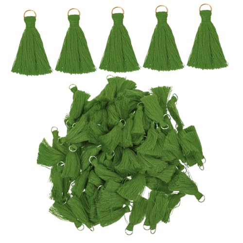 LOLIPPYY 100 Stück Quasten -Schmuckzubehör Quasten Anhänger Quasten für die Schmuckherstellung Quaste für die Schmuckherstellung Quasten basteln kleine Quasten zum Basteln Polyester Grün von LOLIPPYY