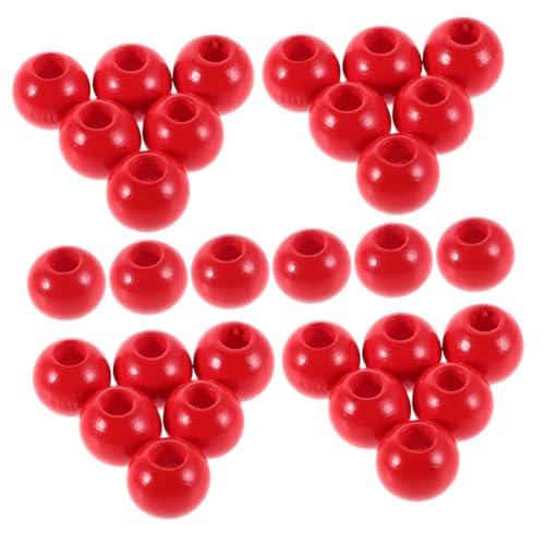 LOLIPPYY 100 Stück Rote Holzperlen Großes Loch Robuste Makramee Perlen für DIY Schmuck Kranz und Bauernhaus Dekoration Kinderfreundliche Bastelmaterialien für Kreative Handarbeit von LOLIPPYY
