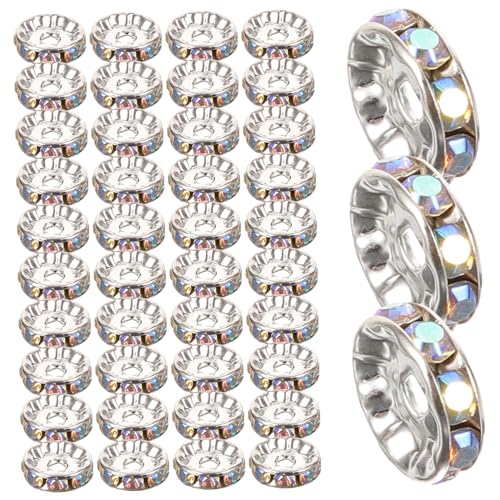 LOLIPPYY 100 Stück Rund Zinklegierung Strass Spacer Perlen für Schmuckherstellung DIY Armband Halskette Bastelperlen Schmuckzubehör LOLIPPYY 100 Stück Rund Zinklegierung Strass Spacer Perlen für Schmuckherstellung DIY Armband Halskette Bastelperlen Schmuckzubehör von LOLIPPYY