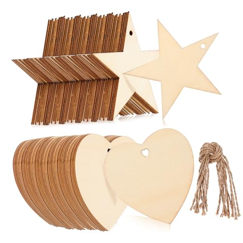 LOLIPPYY 100 Stück Teiliges Holzanhänger Sterne Herzen Beschriften Vielseitige Hängende und Dekorationsetiketten für DIY Basteln Party und Weihnachtsdeko LOLIPPYY 100 Stück Teiliges Holzanhänger Sterne Herzen Beschriften Vielseitige Hängende und Dekorationsetiketten für DIY Basteln Party und Weihnachtsdeko von LOLIPPYY