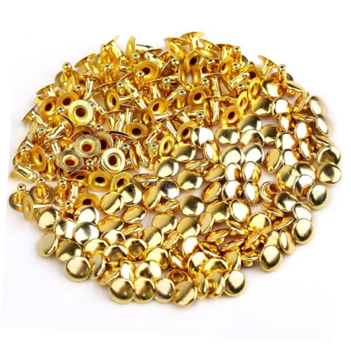 LOLIPPYY 100 Stück Teiliges Runde Pilz Nieten aus Langlebigem Metall DIY Ziernieten für Leder Taschen Schuhe Armbänder Robuste Goldfarbene Metallstuds für Punk Style Dekoration von LOLIPPYY
