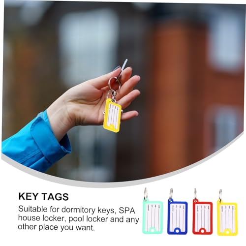 LOLIPPYY 100 Stück Teiliges Schlüsselanhänger aus Farbigem Kunststoff Beschriftbare Schlüsselanhänger mit Praktischem Namensschild Vielseitig Einsetzbar für Schlüssel Gepäck Taschen und von LOLIPPYY