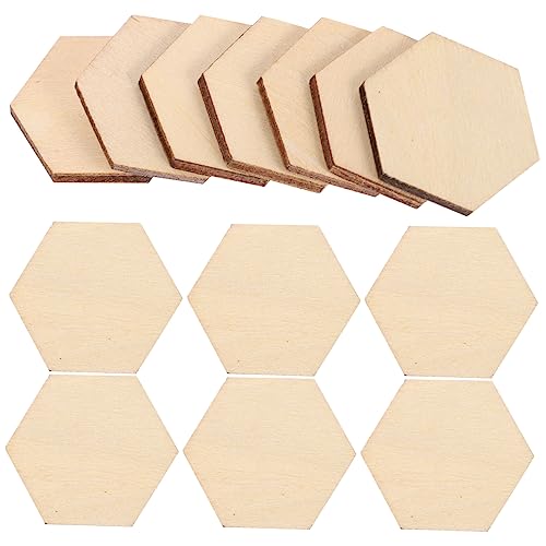 LOLIPPYY 100Stück Holzornamente Sechseckig Unlackierte Holzformen für DIY Handwerk Tischdekoration und Gastgeschenke für Hochzeit und Weihnachten von LOLIPPYY