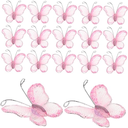 LOLIPPYY 100Stücke Draht Glitzer Schmetterlinge für DIY Hochzeitsdekoration Einladungsgestaltung Vielseitige Verschönerung für Hochzeiten Partys und Besondere Anlässe von LOLIPPYY
