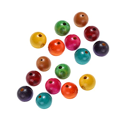 LOLIPPYY 100Stücke Farbige Holzperlen Runde Bastelperlen für DIY Schmuck Bastelmaterialien für Auffädeln von Armbändern und Vielseitig Einsetzbar von LOLIPPYY