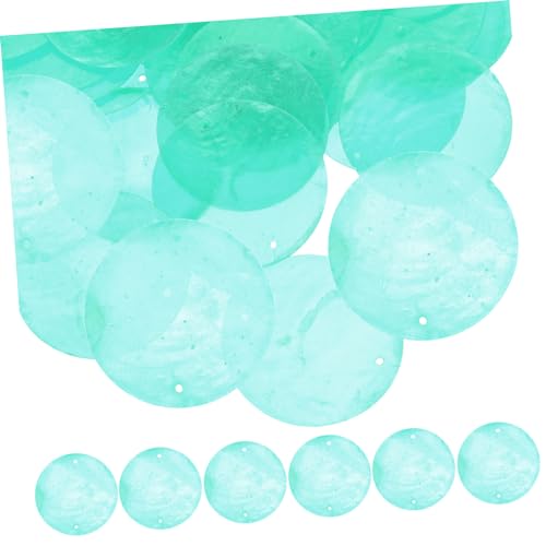 LOLIPPYY 100Stücke Runde Muschelstückchen für DIY Anhänger und Windglocken Pfauenblau für Schmuckherstellung und Handwerksprojekte Leicht zu Verarbeiten mit Runden Löchern von LOLIPPYY