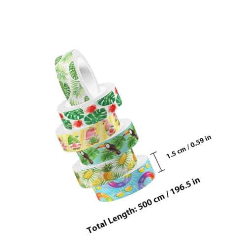 LOLIPPYY 12 Rollen Hawaiian Washi Tape mit Flamingo Motiven Bunte Transparente DIY Scrapbook Klebebänder Vielseitige Journal Tape Sticker Rolls Grün für Einfallsreiches Basteln von LOLIPPYY