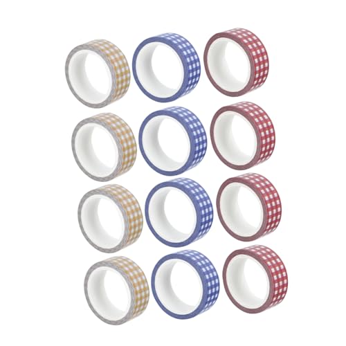 LOLIPPYY 12 Rollen Vintage Grid Washi Tapes Rot Blau Gelb Dekorative DIY Klebebänder für Notizbücher Geschenkverpackungen und Scrapbooking Langlebig und Farbecht LOLIPPYY 12 Rollen Vintage Grid Washi Tapes Rot Blau Gelb Dekorative DIY Klebebänder für Notizbücher Geschenkverpackungen und Scrapbooking Langlebig und Farbecht von LOLIPPYY