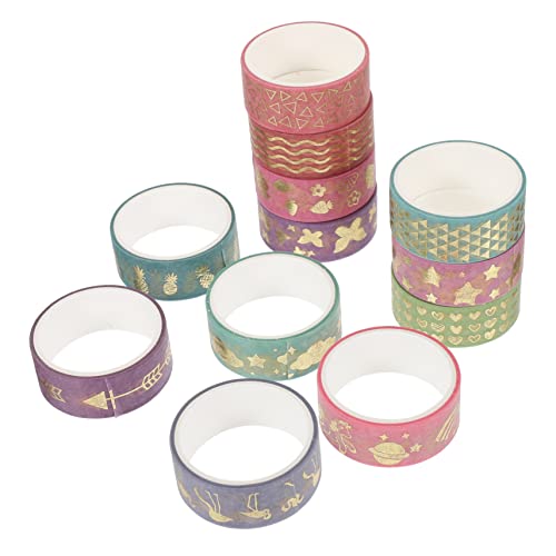 LOLIPPYY 12 Stück Dekorative Washi Tape Dünnes Klebriges Papier Klebeband mit Goldfolie für Scrapbooking DIY Handwerk und Kreative Dekoration Rolle von LOLIPPYY