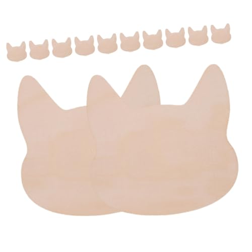 LOLIPPYY 12 Stück Katzenkopf Aus Holz Tiermotive, Halloween-dekoration Zum Selbermachen Tierisches Handwerk Aufbewahrungspapier Für Ohrstecker Und Ohrringe Ohrringkartenlocher Hölzern Beige von LOLIPPYY