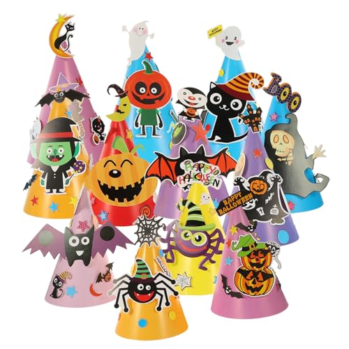 LOLIPPYY 12 Stück Teiliges DIY Papier Halloween Kostümhut Vergnügen für Einfache Montage Halloween Party Dekoration Fördert Kreativität und Feinmotorik LOLIPPYY 12 Stück Teiliges DIY Papier Halloween Kostümhut Vergnügen für Einfache Montage Halloween Party Dekoration Fördert Kreativität und Feinmotorik von LOLIPPYY