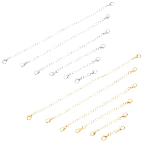 LOLIPPYY 12 Stück Teiliges Doppelkopf lobster verschluss set aus Legierungsmetall Kettenverlängerung in Längen Schmuckzubehör für Halsketten Armbänder und DIY basteln LOLIPPYY 12 Stück Teiliges Doppelkopf lobster verschluss set aus Legierungsmetall Kettenverlängerung in Längen Schmuckzubehör für Halsketten Armbänder und DIY basteln von LOLIPPYY