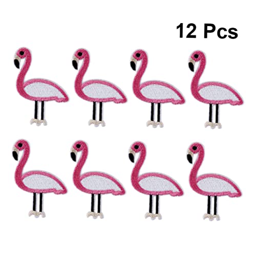 LOLIPPYY 12 Stück Teiliges Flamingo Stickerei zum Aufbügeln Bestickte DIY Applikationen für Kleidung Jeans Taschen und Bastelarbeiten Selbstklebende Modeflicken zur Dekoration und von LOLIPPYY