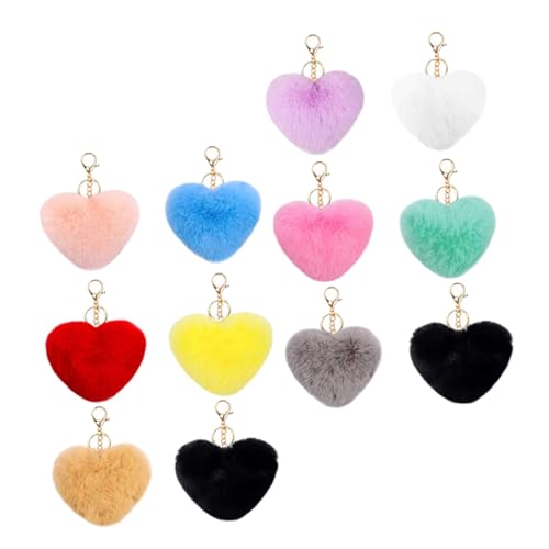 LOLIPPYY 12 Stück Teiliges Flauschiger Herz Pompom Schlüsselanhänger mit Haken Weiche Plüschanhänger für Taschen Rucksäcke Geldbörsen Kompakte Deko für Frauen und Geschenke LOLIPPYY 12 Stück Teiliges Flauschiger Herz Pompom Schlüsselanhänger mit Haken Weiche Plüschanhänger für Taschen Rucksäcke Geldbörsen Kompakte Deko für Frauen und Geschenke von LOLIPPYY