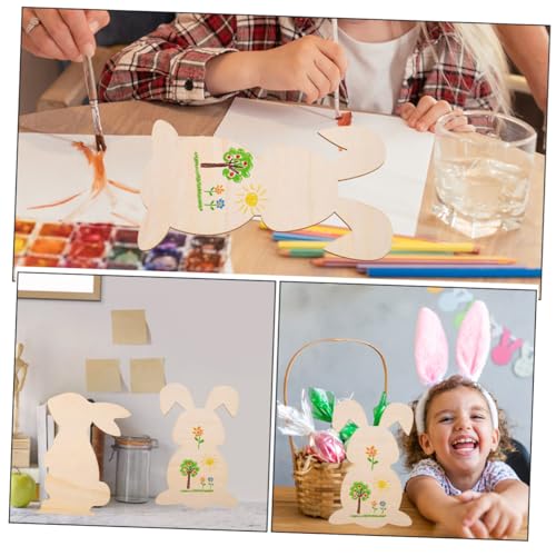 LOLIPPYY 12 Stück Teiliges Große Unbemalte Hasen Holzfiguren Naturbelassene Kaninchen holzscheiben für DIY Frühjahrsdeko Vielseitige Hölzerne Türschilder und Frühlingsdekorationen von LOLIPPYY
