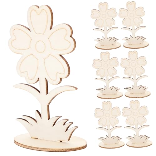 LOLIPPYY 12 Stück Teiliges Holzblumen Bastelsets zum Bemalen Unfertige Holzblumen Ornamente aus Robustem Holz für DIY Kreativprojekte von Handfertigkeit und Dekoration für Zuhause und Büro von LOLIPPYY